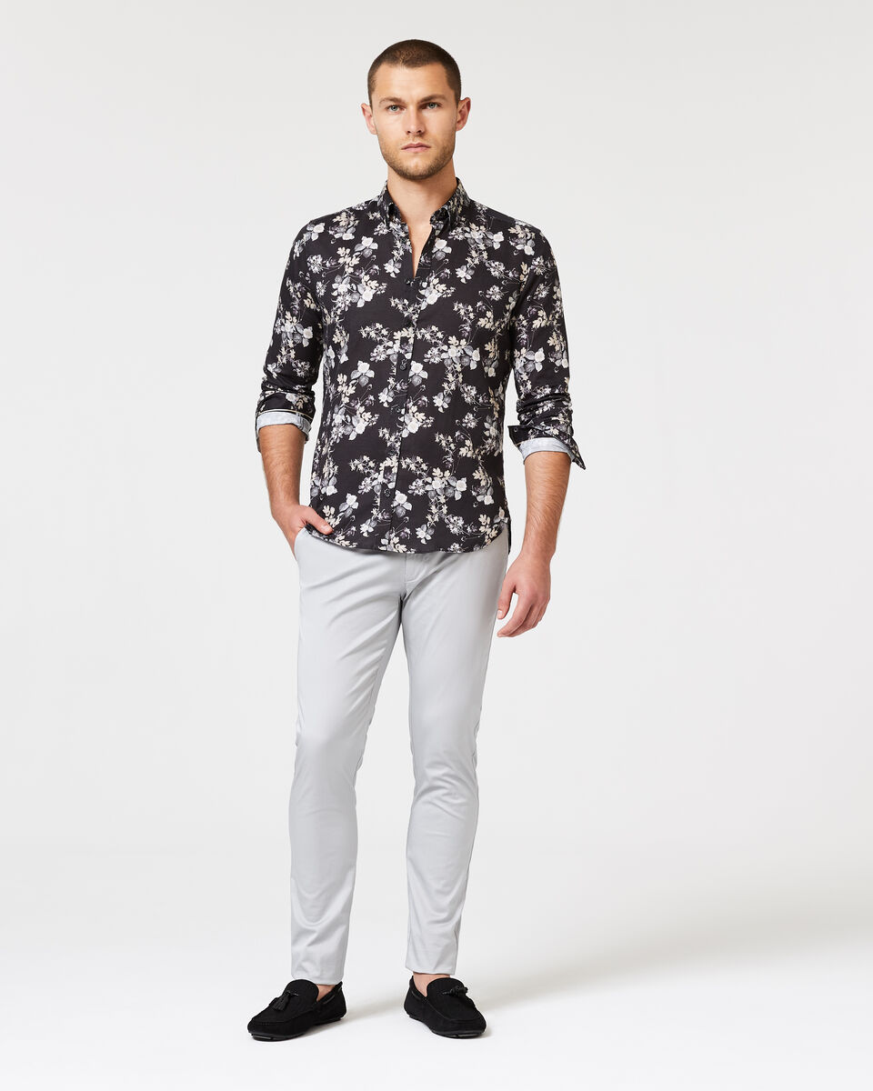 Slim Stretch Cotton Chino, Light Grey, hi-res
